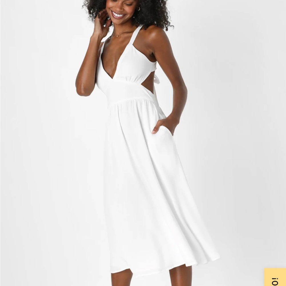Lulus XL White Back-Tye Dress
